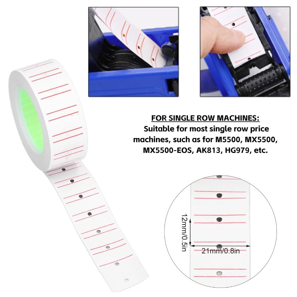 30 Rouleaux 15000 Pièces étiquettes Prix Autocollants 21x12mm Simple Rangée étiquette Papier étiquettes de Prix pour MX5500 Pistolet étiqueteuse