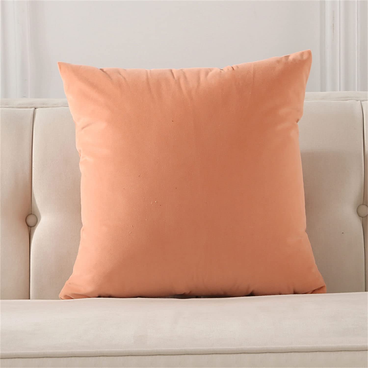 Federe Cuscini Velluto Copricuscini Quadrate Federe Cuscini, per Arredo Moderno Letto e Sedia (Rosa Nudo,50 * 50cm(Set di 4))