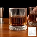 VILON Italian Premium Old Fashioned Crystal Whiskey Glass Set 6, 320 ML, Transparent (Dark LINE Whiskey 310ML)