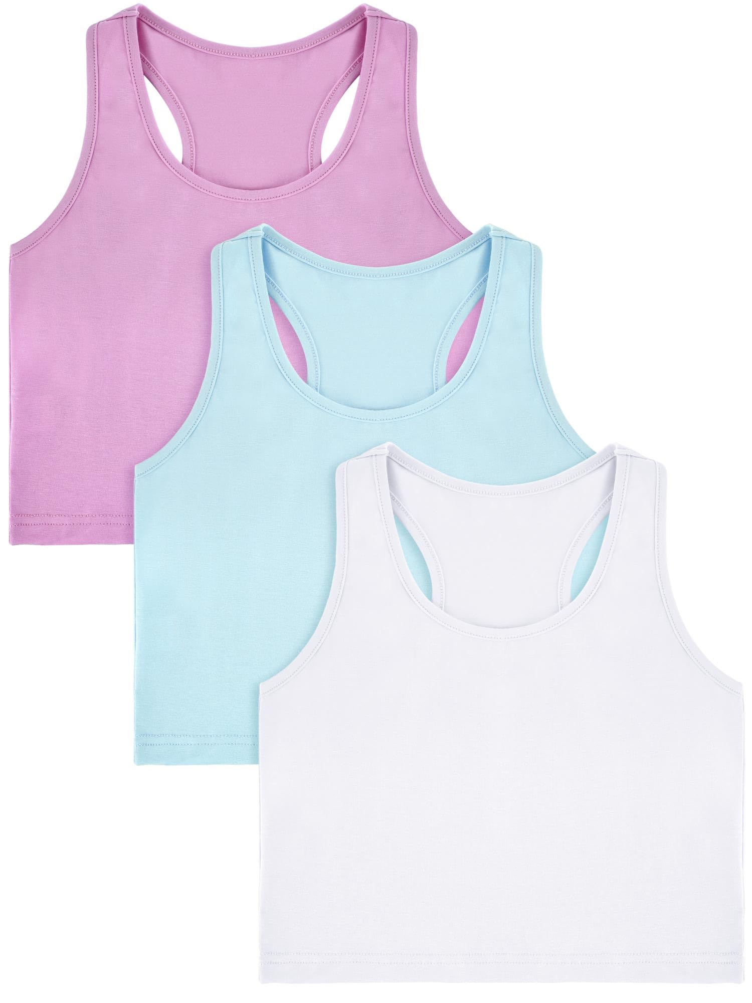 Bencailor 3 Pcs Girls Dance Tank Top Racerback Crop Tank Top Sleeveless Girls Tops Vests for Children