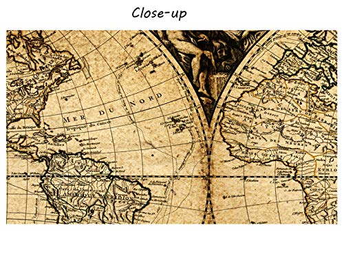 Welmeco WMK180905-2 Large 36 Inchx60 Inch Ancient Map Of The World Wall Canvas Prints Retro Map Poster Framed And Stretched Painting Vinitage Old Map thumb #4