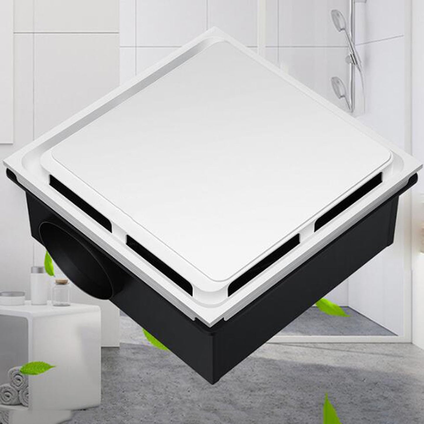 300 * 300Mm Ventola Aspirazione,Estrattore Aria Soffitto 150 M³/Ora,Scocca Ignifuga in ABS,Aspiratore Bagno,per Cucina,Officina, Ufficio,Garage,IPX2 Impermeabile