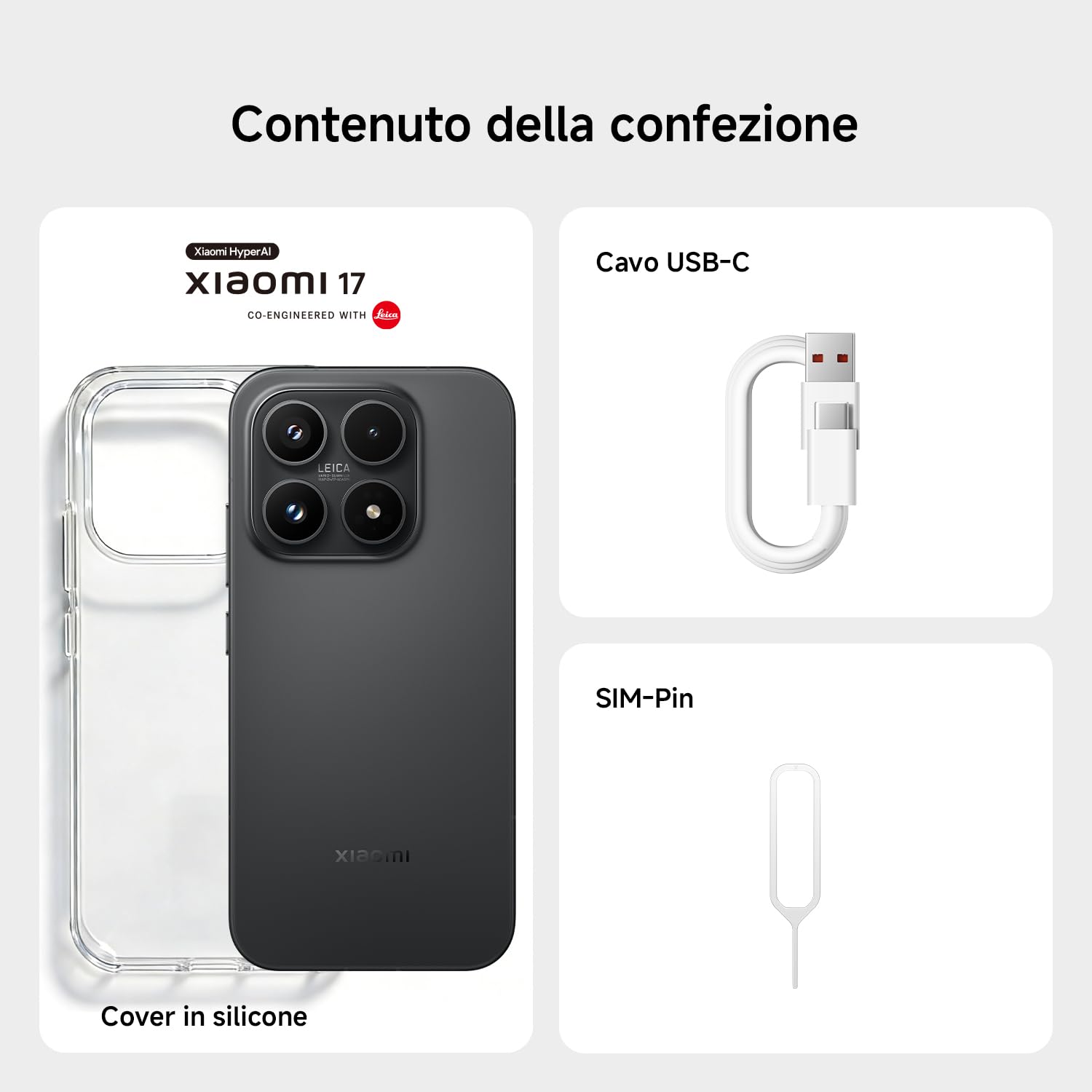 XIAOMI 17, Smartphone 12+512GB, Lenti Leica Summilux, Sensore Light Fusion 950, Batteria 6330 mAh, HyperAI, Black, Garanzia 2 anni+1 anno extra, Caricatore non incluso+TV A Pro QLED 50"