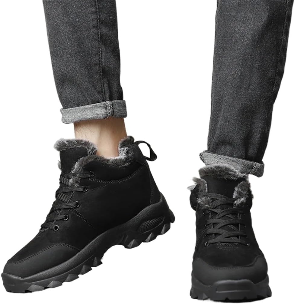 Men Snow Outdoor Shoes Thick Sole Sneakers for Men Winter Shoes Keep Warm Fluff Mens(39 Code)