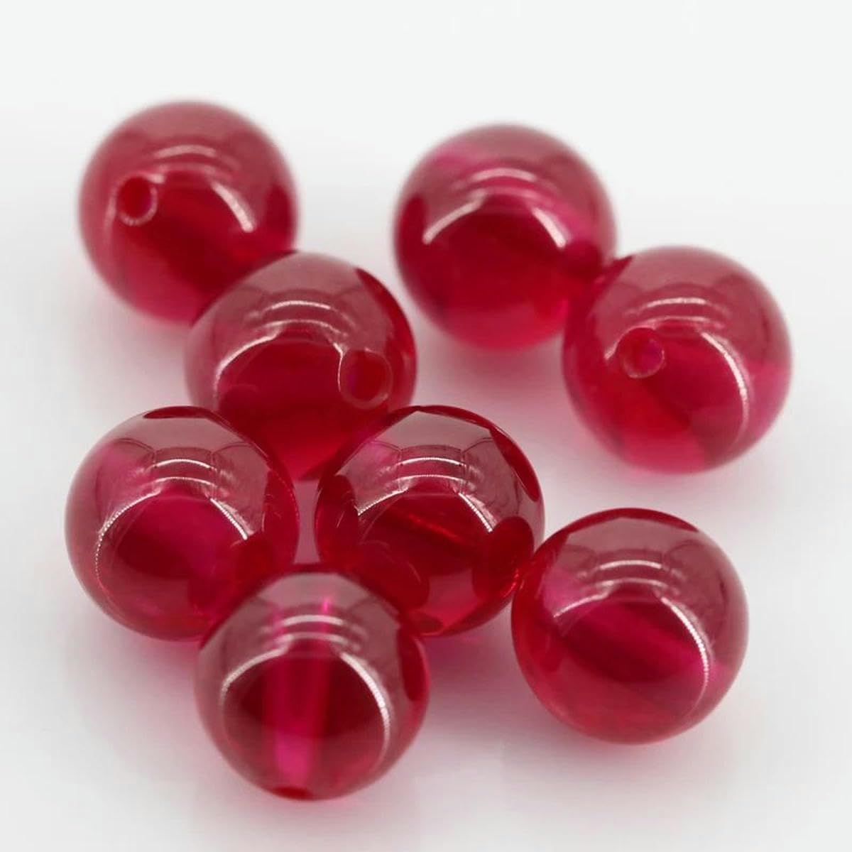 Perles rondes en rubis, boules d'insertion de perles, paquet de 10, 4 à 16 mm, corindon synthétique, quartz rouge avec trou pour la fabrication de bijoux, rubis, 5 mm, 10 pièces