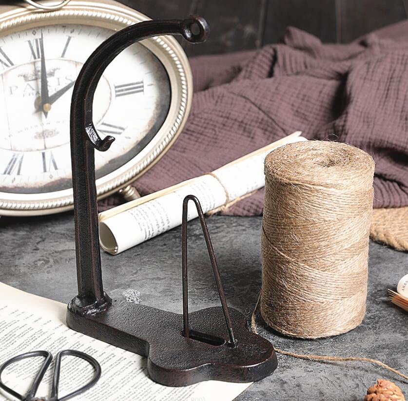 EatingBiting Ensemble de support de ficelle de jardin en fonte de 396,2 m - Ficelle de jute naturelle et ciseaux - Décoratif et pratique - Pour travaux manuels, emballage, jardinage