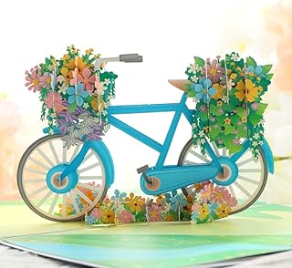 Paper Spiritz Flower Bike Pop Up Card, Bicycle Greeting Card, Mother's Day, Anniversary Pop Up Card, Birthday Popup Card, Love Card, Valentine’s Day Cards, Thank You Card, All Occasions