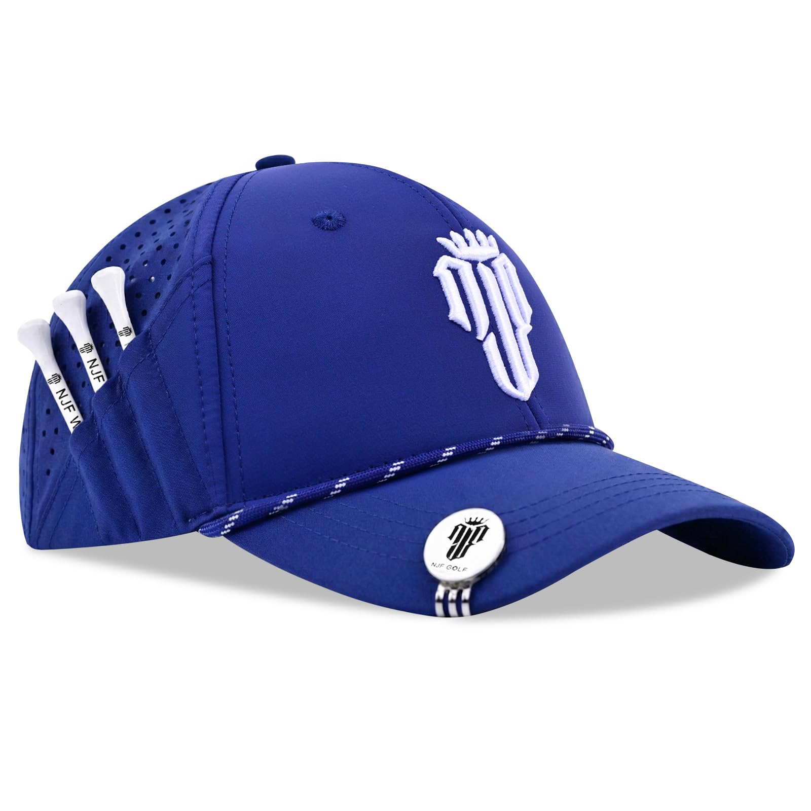 NJF Golf Performance Hats for Men with Tee Holder &amp; Magnetic Ball Marker