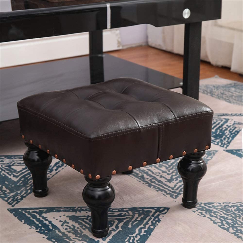 Siège rembourré moderne ottoman de luxe en similicuir rouge marron