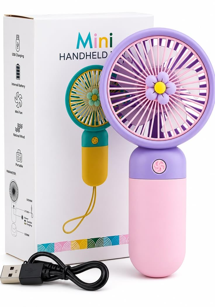 MODERN TOUCH Mini Fan, Portable Rechargeable, USB Handheld, Silent Personal Pocket Cooling Fan for Travel, Office Desk, Makeup, Kitchen, Multicolor(S100)-image-16