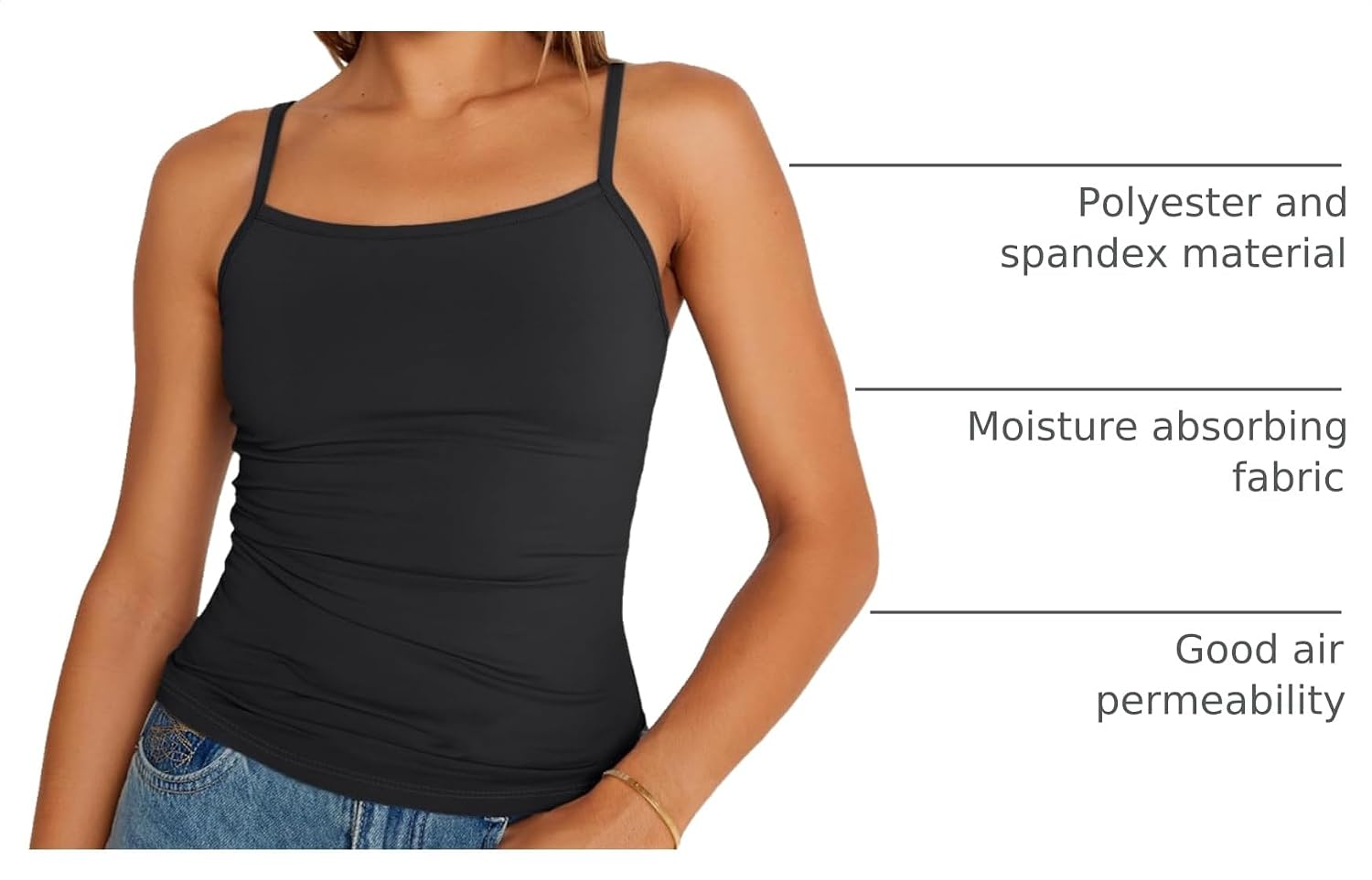 Trendy Queen Womens Adjustable Spaghetti Strap Square Neck Tank Tops image 4