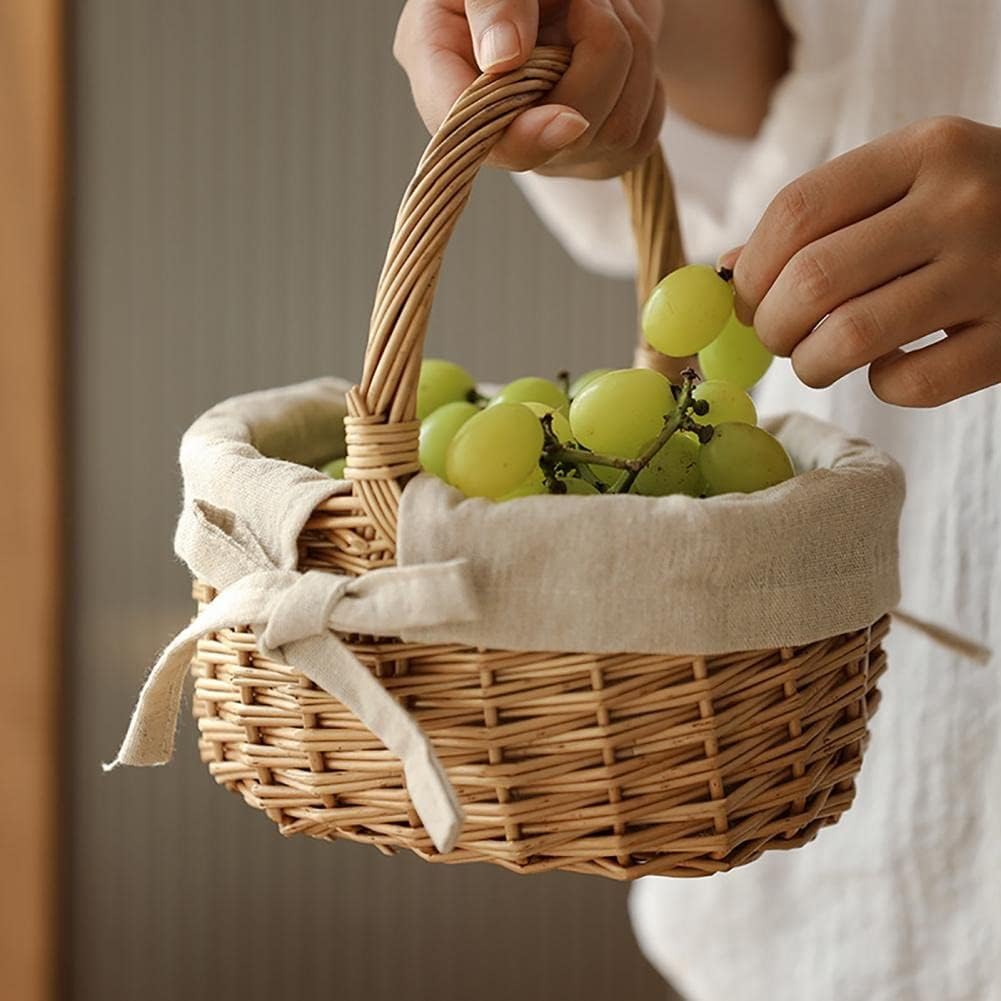 Load Bearing Portable Handle Party Basket Stable Fruit Wicker Wedding Bridal Girl Flower