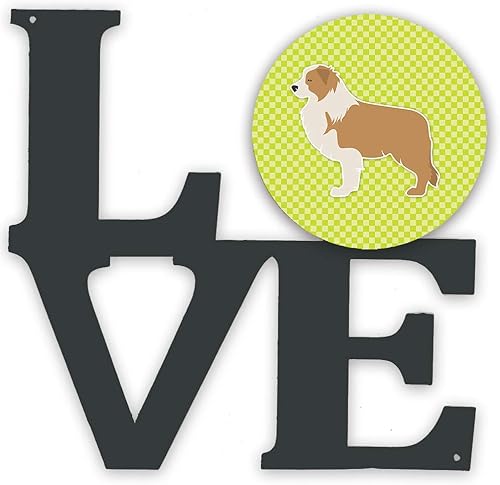 Caroline's Treasures BB3822WALV - Lienzo decorativo de pared de metal verde con borde rojo Collie para decoración de interiores y exteriores, patio,