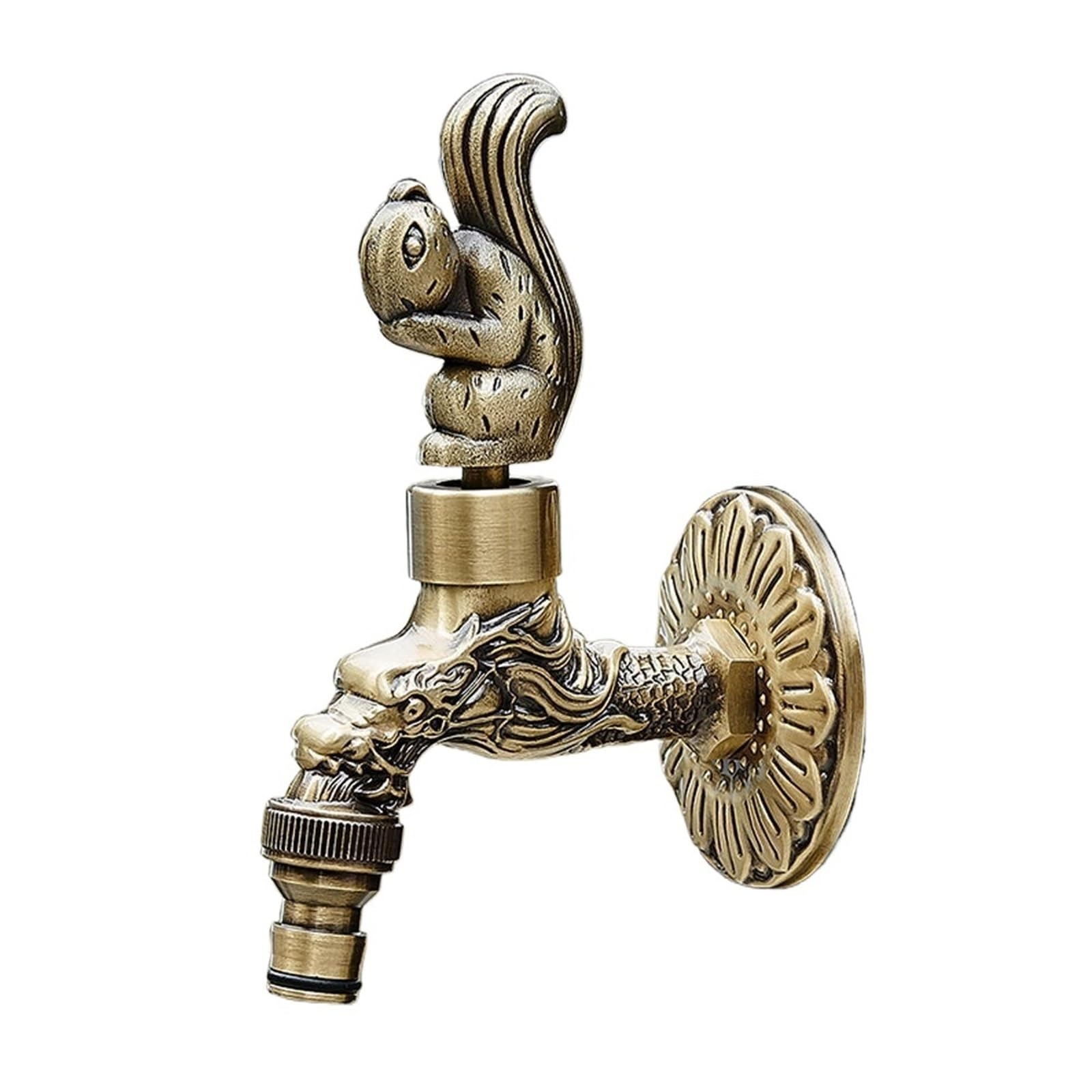 Zrhwspd Model 2 Outside Garden Tap Carved Bibcock Brass Faucet Copper Outdoor Garden Taps For Washing Machine Luxury Toilet Mop