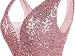 Angel-fashions Mujer Lentejuela Vestido de Noche Gatsby Flapper (X-Large, Plata Rosada)