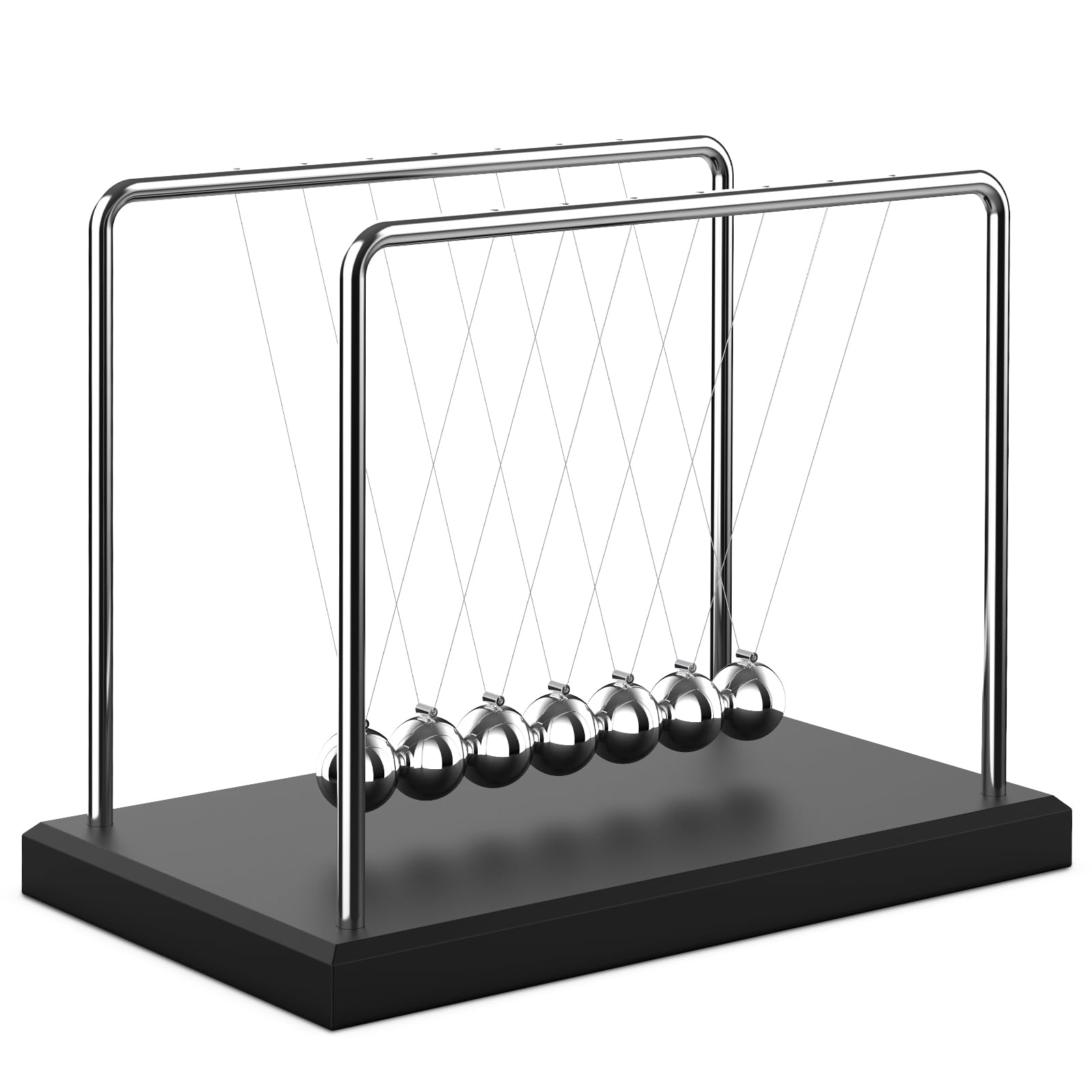 Theefun Newtons Cradle Balance Balls 7 Beads Swinging Balls with 50 Sec Swing, Kinetic Steel Balls for Stress Relief, Science Physics Education Desk Ornaments, Office Decoration