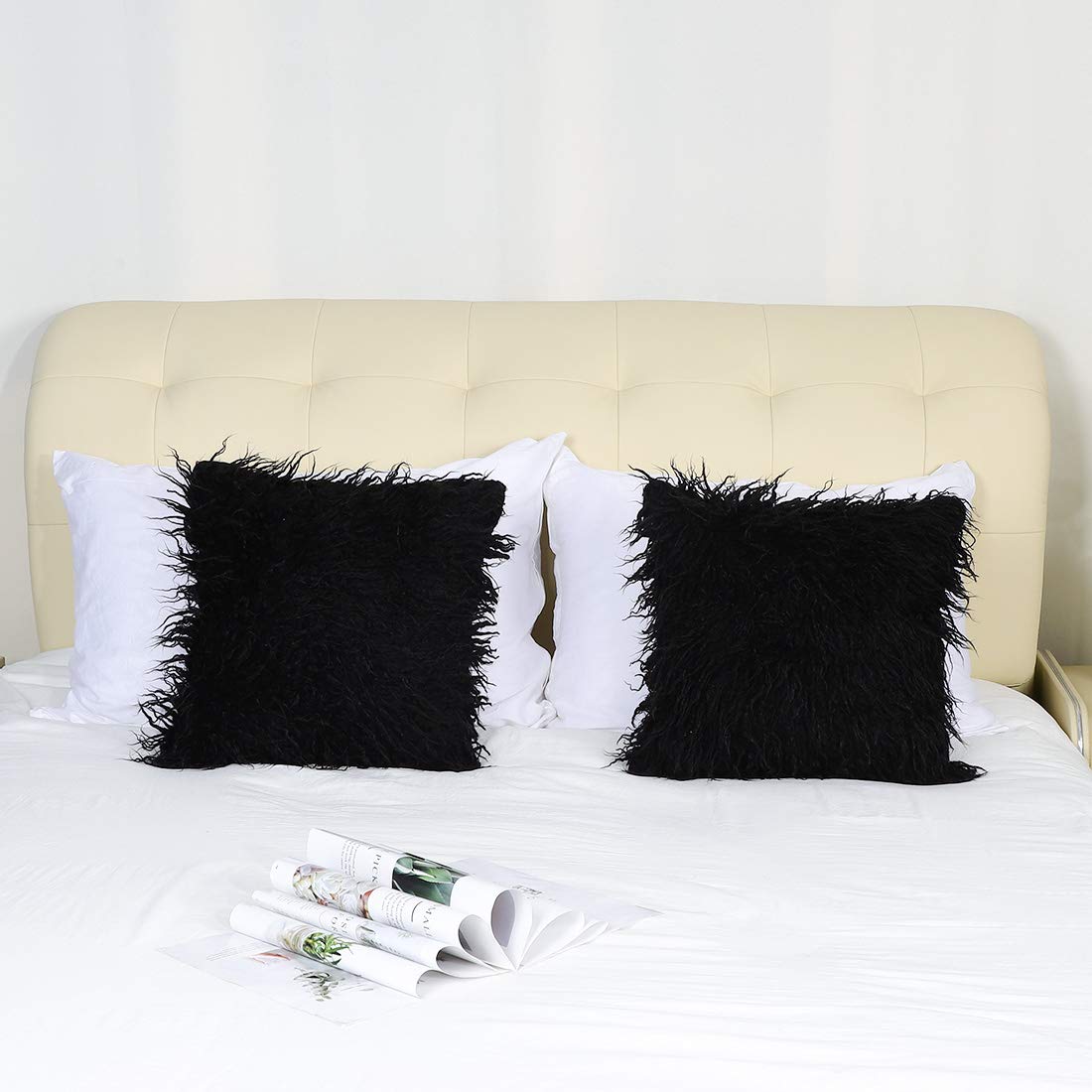 JAUXIO Set di 2 federe decorative lunghe in finta pelliccia