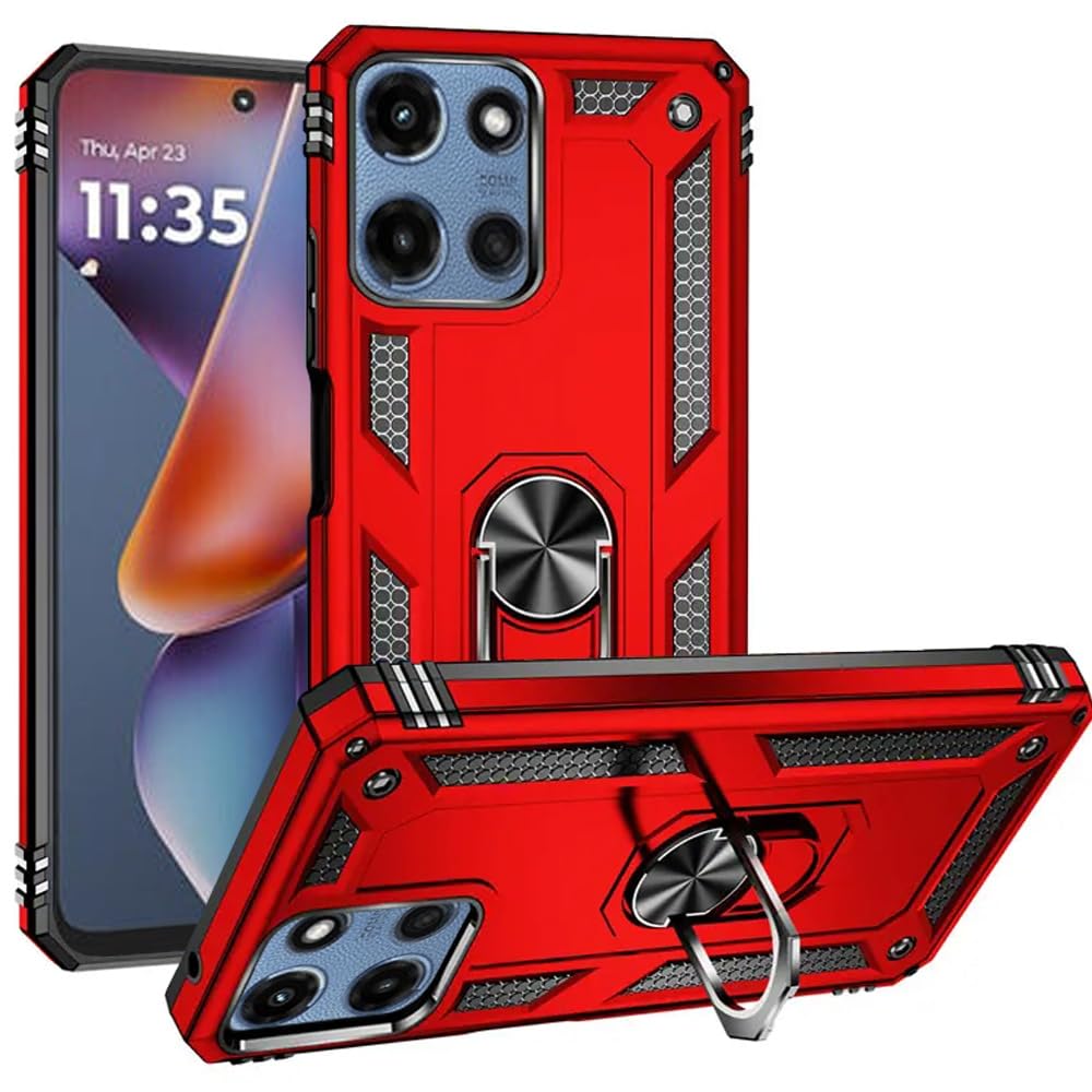 ExtremeCases for Motorola Moto G 5G 2025 XT2513V Shockproof Stand Hybrid Cover Phone Case + Tempered Glass + Extreme Band + Stylus Pen + Pry Tool (Red