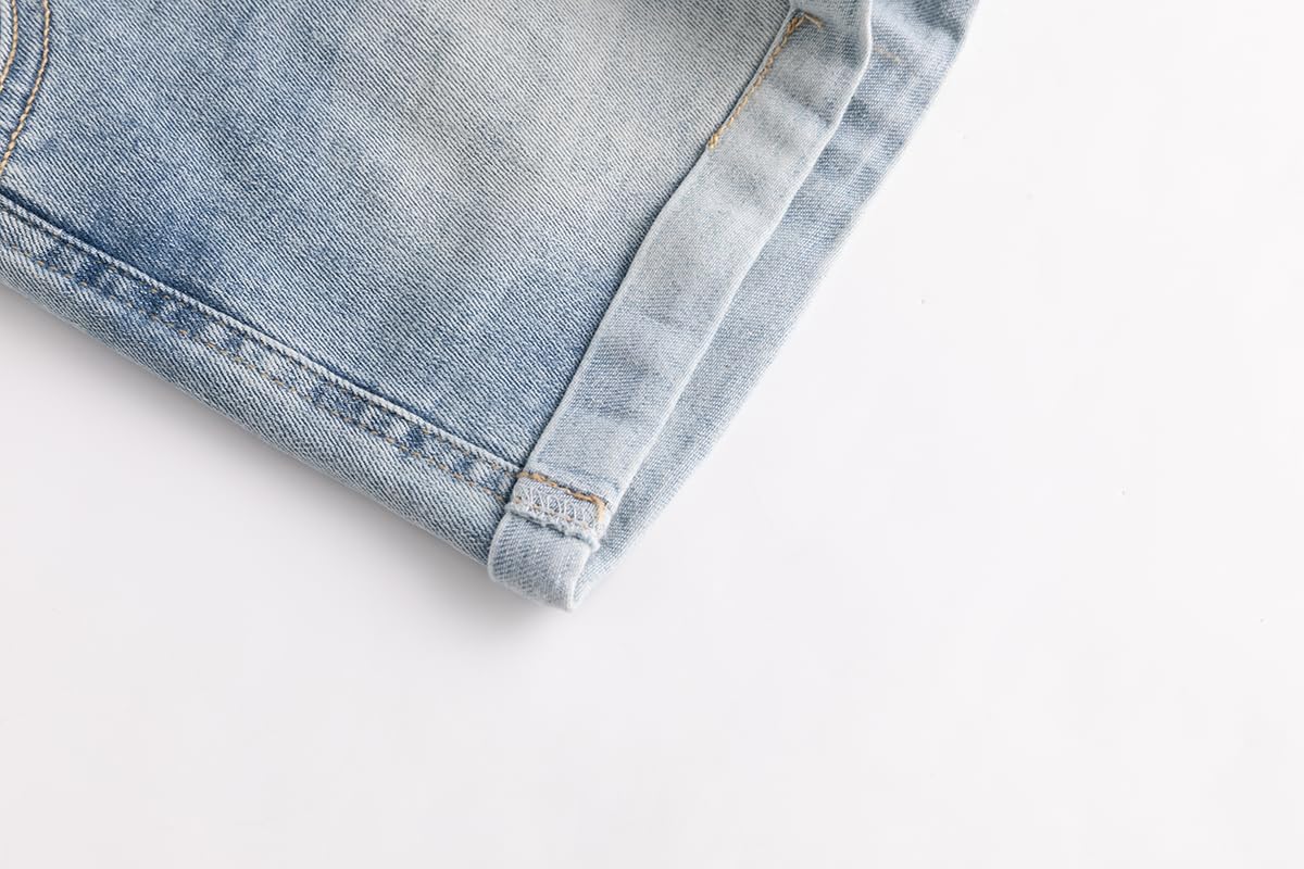 KIDSCOOL SPACE Pantaloncini in denim da bambina, pantaloncini estivi morbidi in jeans lavati con pietra