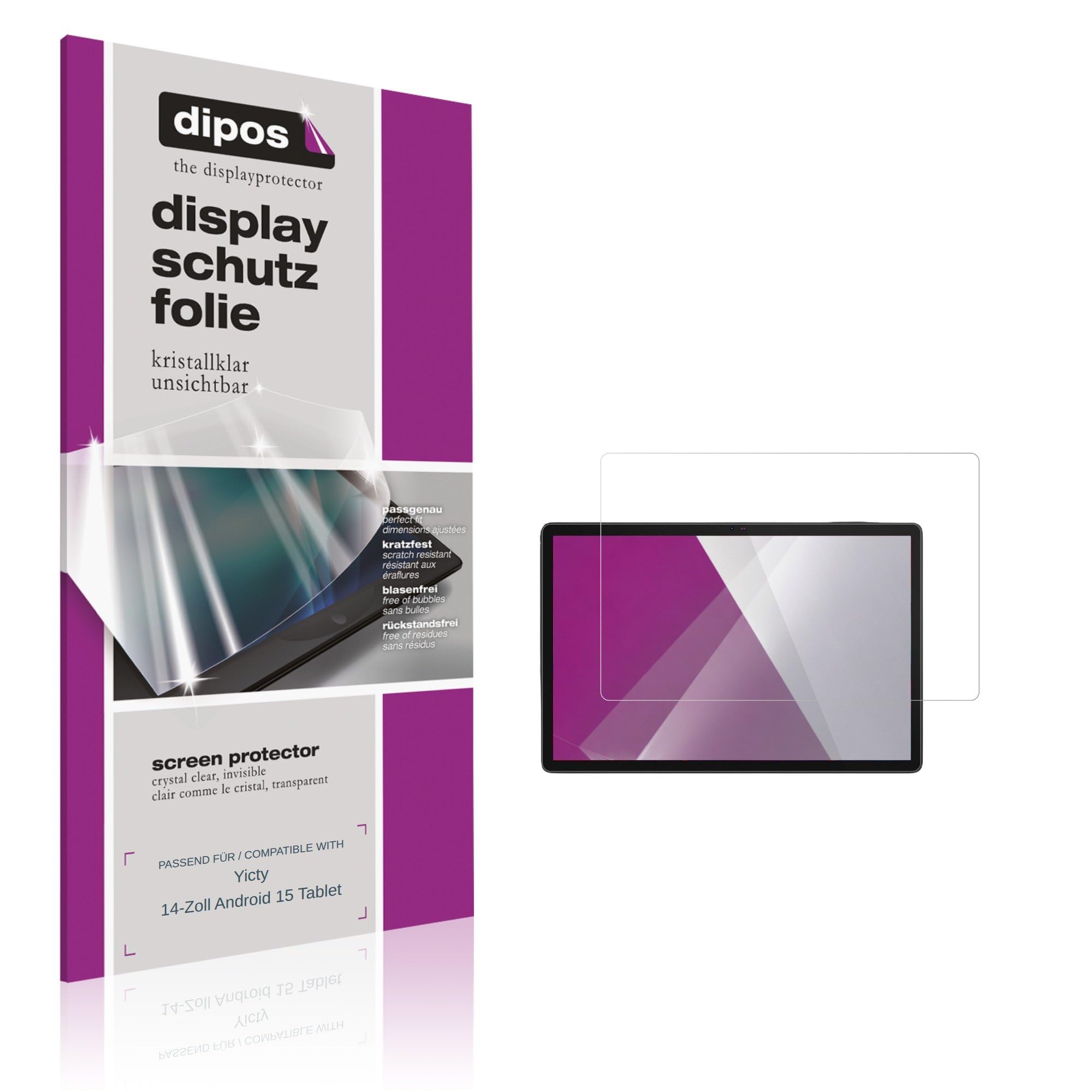 dipos 2x Pellicola Protettiva trasparente per Yicty 14-Zoll Android 15 Tablet