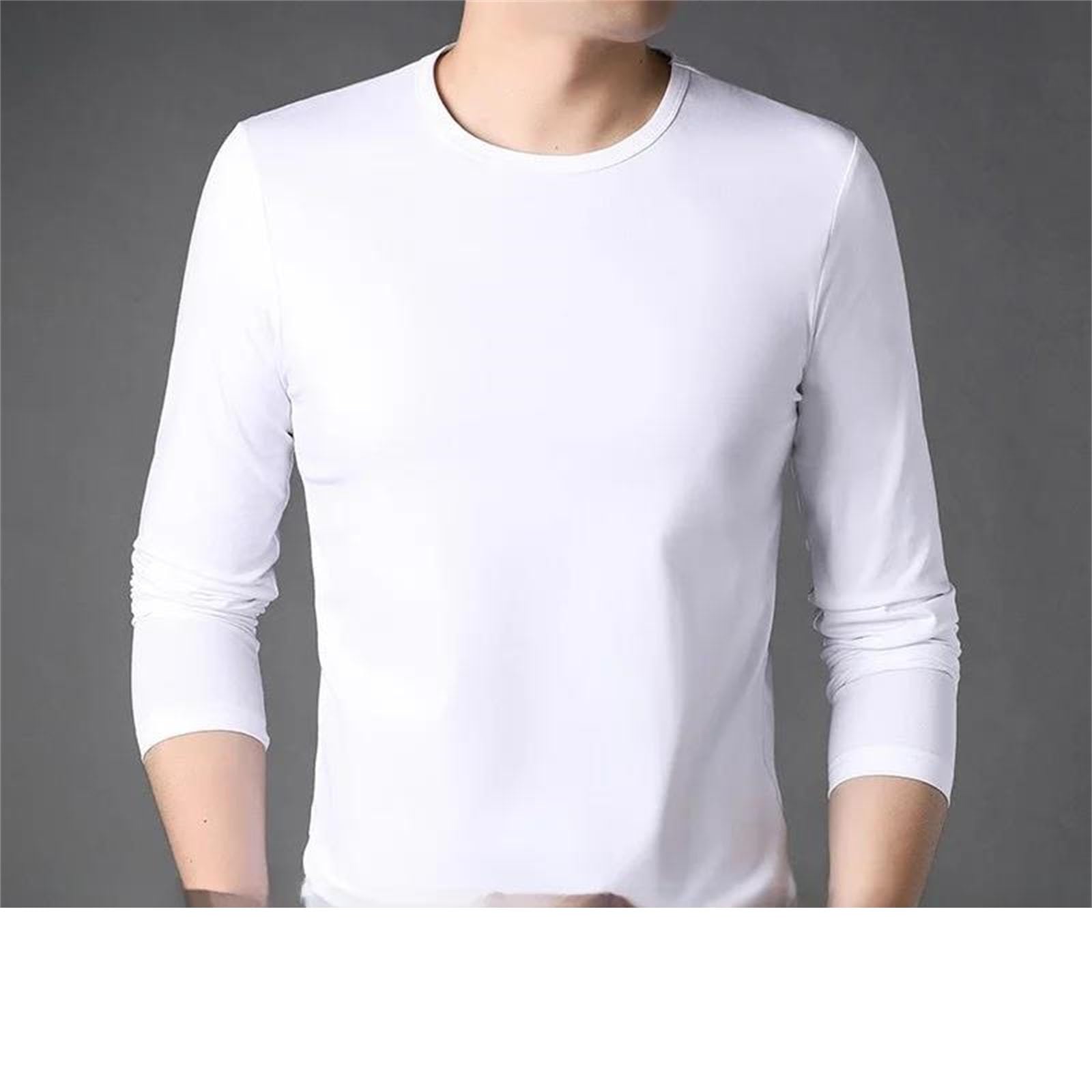 Camiseta de algodón de manga larga para hombre, casual, holgada, cuello redondo, estilo urbano, cómoda, para uso diario