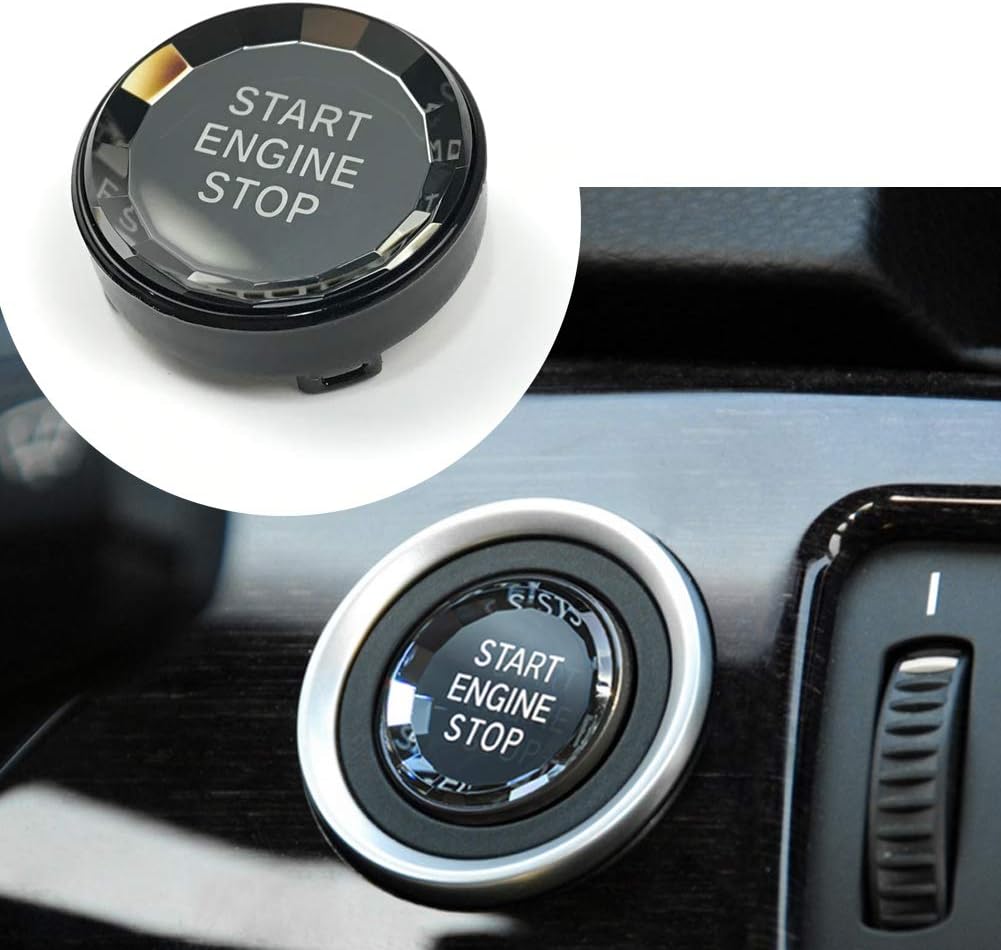 Lanyun crystal style engine start stop switch ignition button fit E chassis code E60 E90 E91 E92 E93 E84 E70 E71 E72 E83 E89 accessories (black)