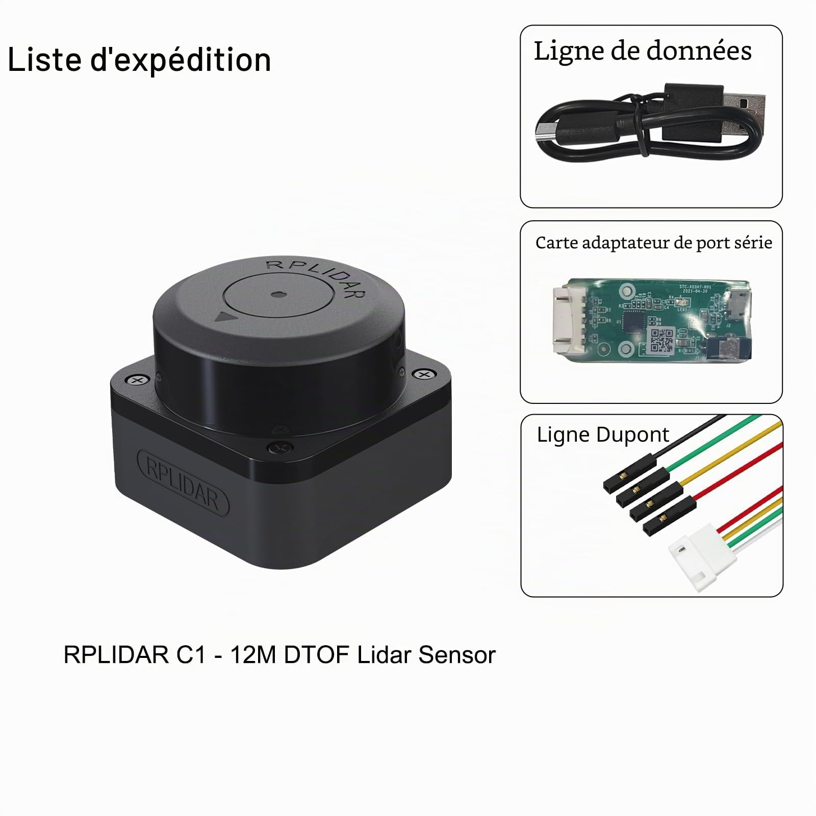 youyeetoo RPLIDAR – Scanner laser DTOF Fusion C1 – Lidar 360° pour robots – Positionnement, cartographie, navigation et évitement des obstacles
