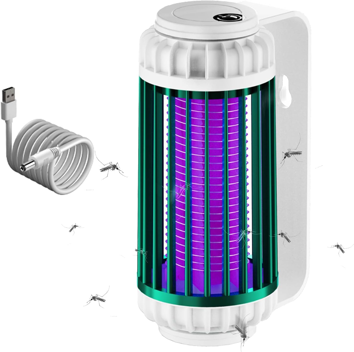Lampada antizanzare Ricaricabile - Zapper Elettrico per Uso Interno ed Esterno, Trappola per Mosche a Luce UV, insetticida a Parete per Campeggio e Cucina Domestica Funziona a Batteria Grigia