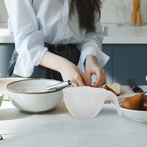 Miniatura 6 de Happyyami Juego de 5 cuencos de plástico ABS para hornear con tapas, 33.8 fl oz, blanco, clásico, cuenco