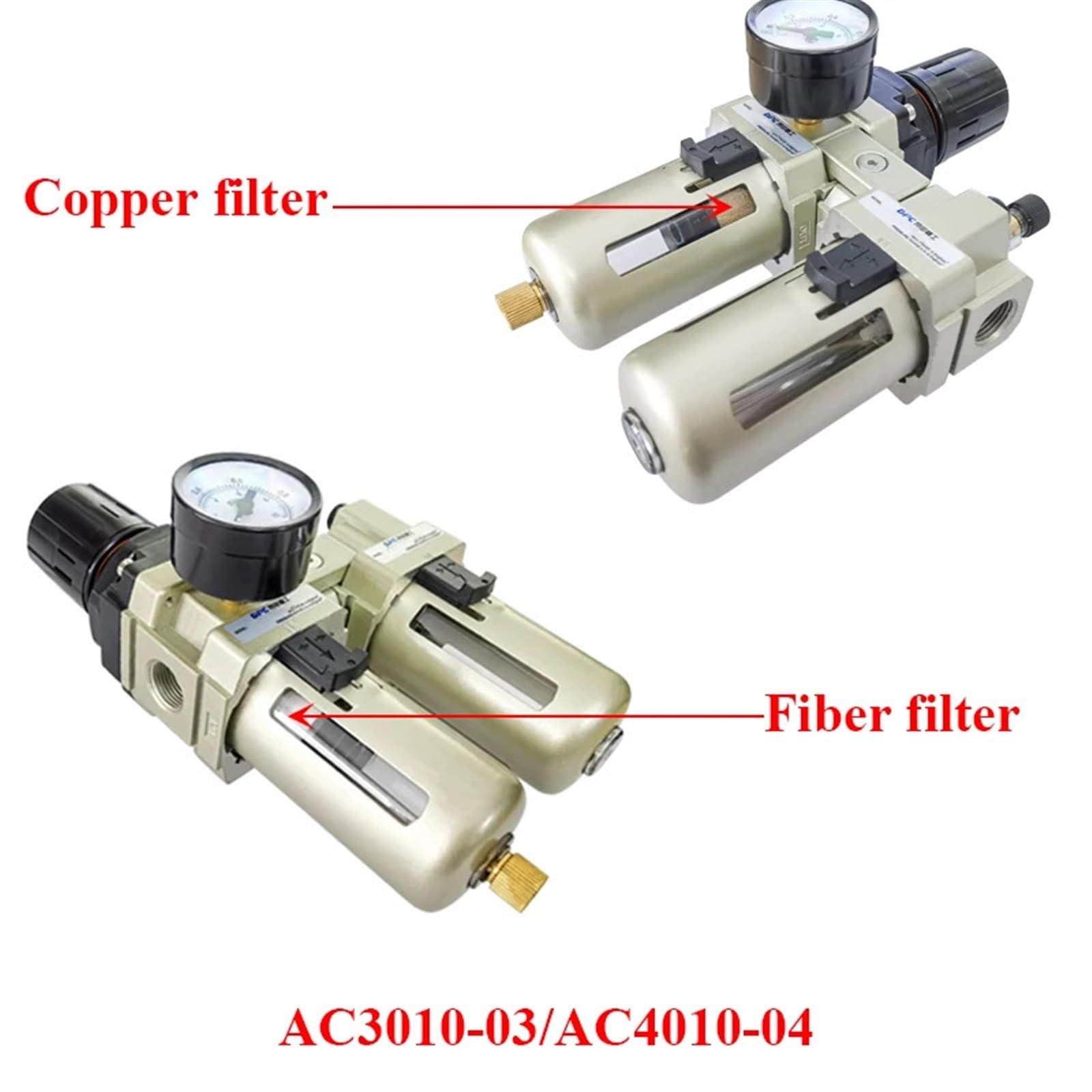 Produktbild von Druckluft-Kompressor Filterregler AC3010-03 – Alu-Druckregler Mit Wasserabscheider, 3/8 Zoll, 0,05–0,85 MPa – Für Druckluftanlagen