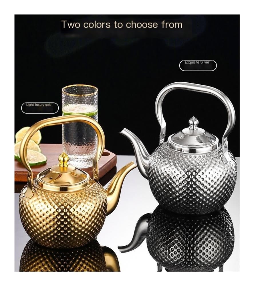 Théière, Bouilloire à thé commerciale en acier inoxydable avec passoire for hôtel/restaurant(Silver,S)
