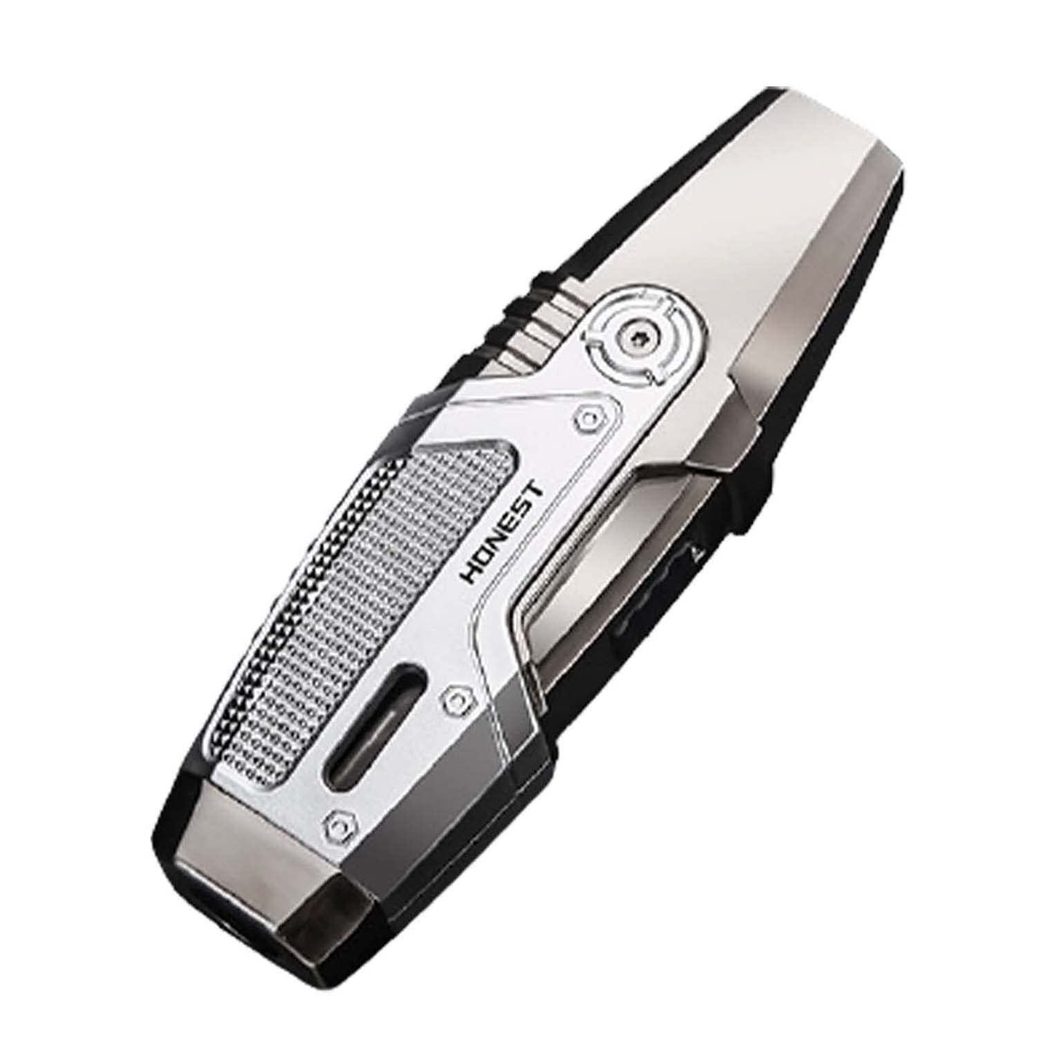 Briquet Torche Flamme à Double Jet Butane Rechargeable Cigare Briquet avec Fenêtre Visible Verrouillage de Sécurité Outil de Fumer pour Grill BBQ Bougie Cuisine Camping