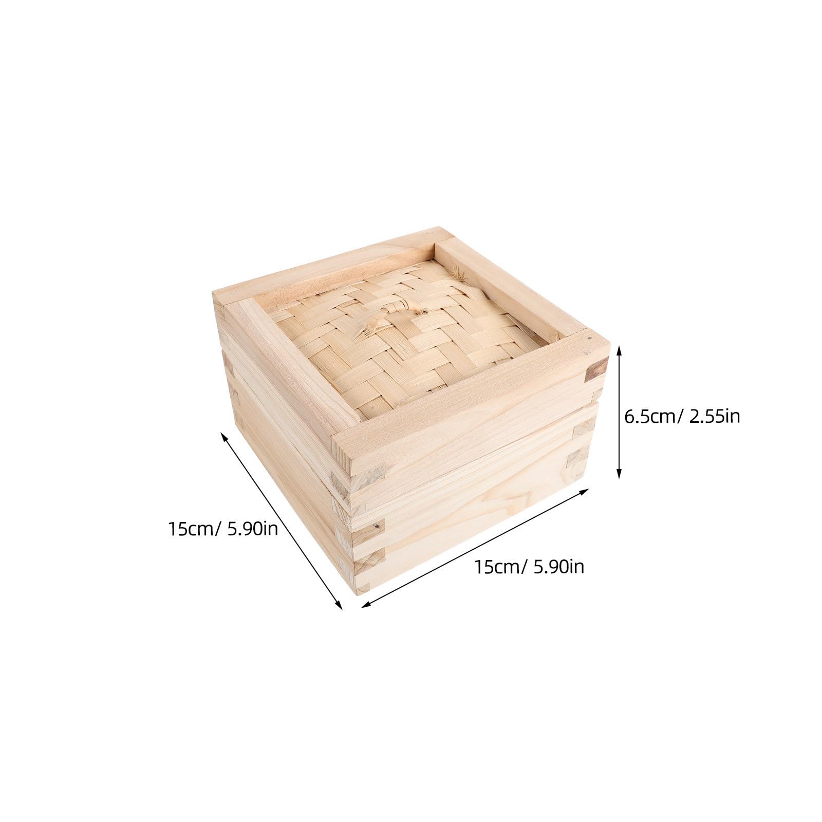 Cesta Vaporera de Madera Beige 15cm con Tapa para Jiaozi
