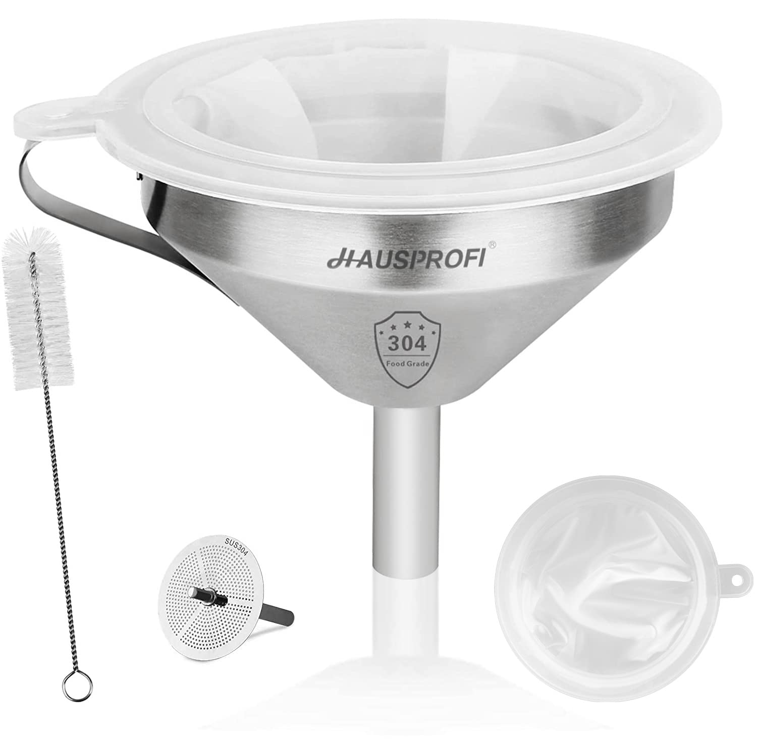 HAUSPROFI - Imbuto in Acciaio Inox da 5 Pollici/13cm e Filtro a 200 mesh Rete Jam Straining Filtro per la Trasmissione di ingredienti liquidi