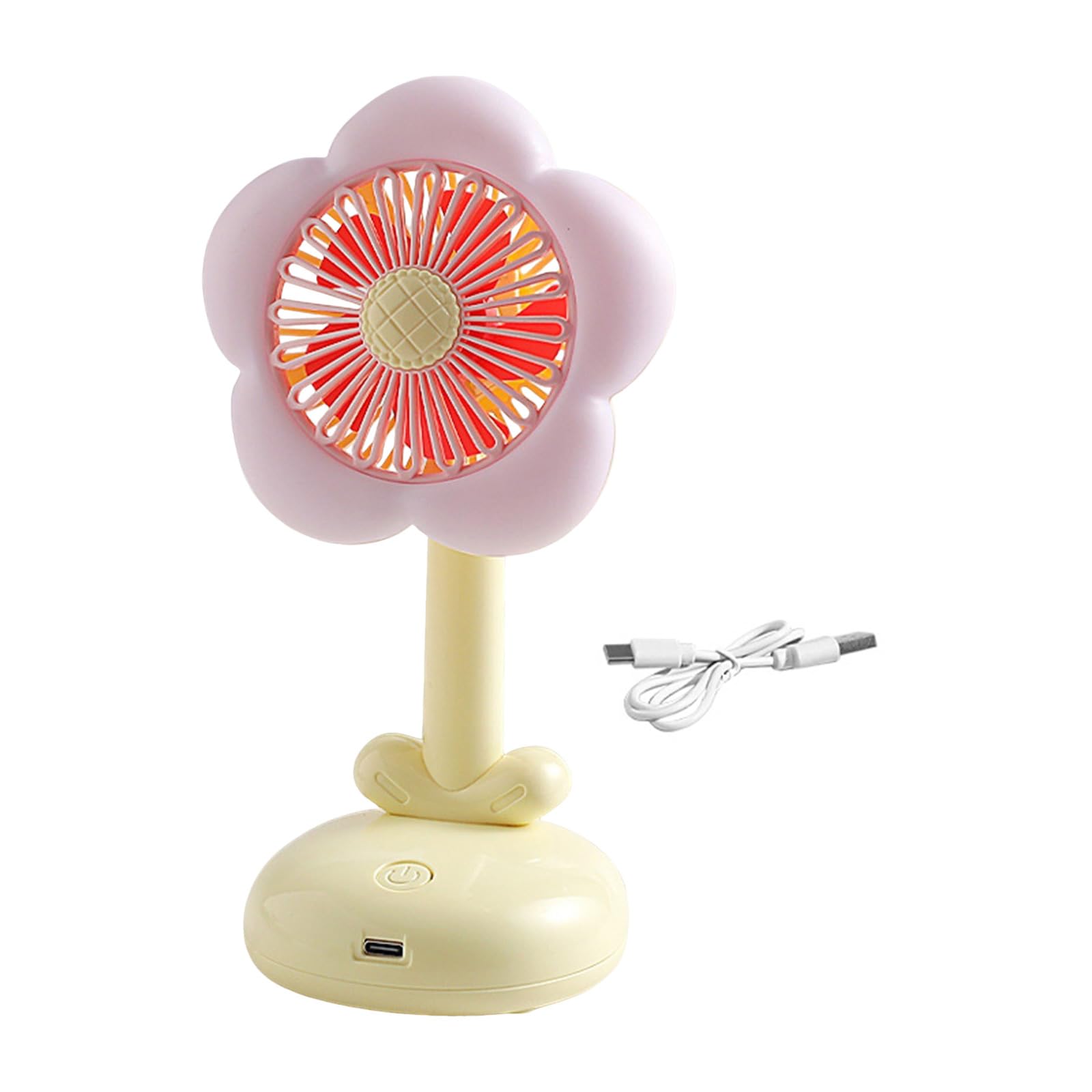 KieTeiiK Rechargeable Desk Fan Flower Shape with Various Speed and Light Bedside Table Fan Suitable for Offices Home and Study Portable Design Quiet Desktop