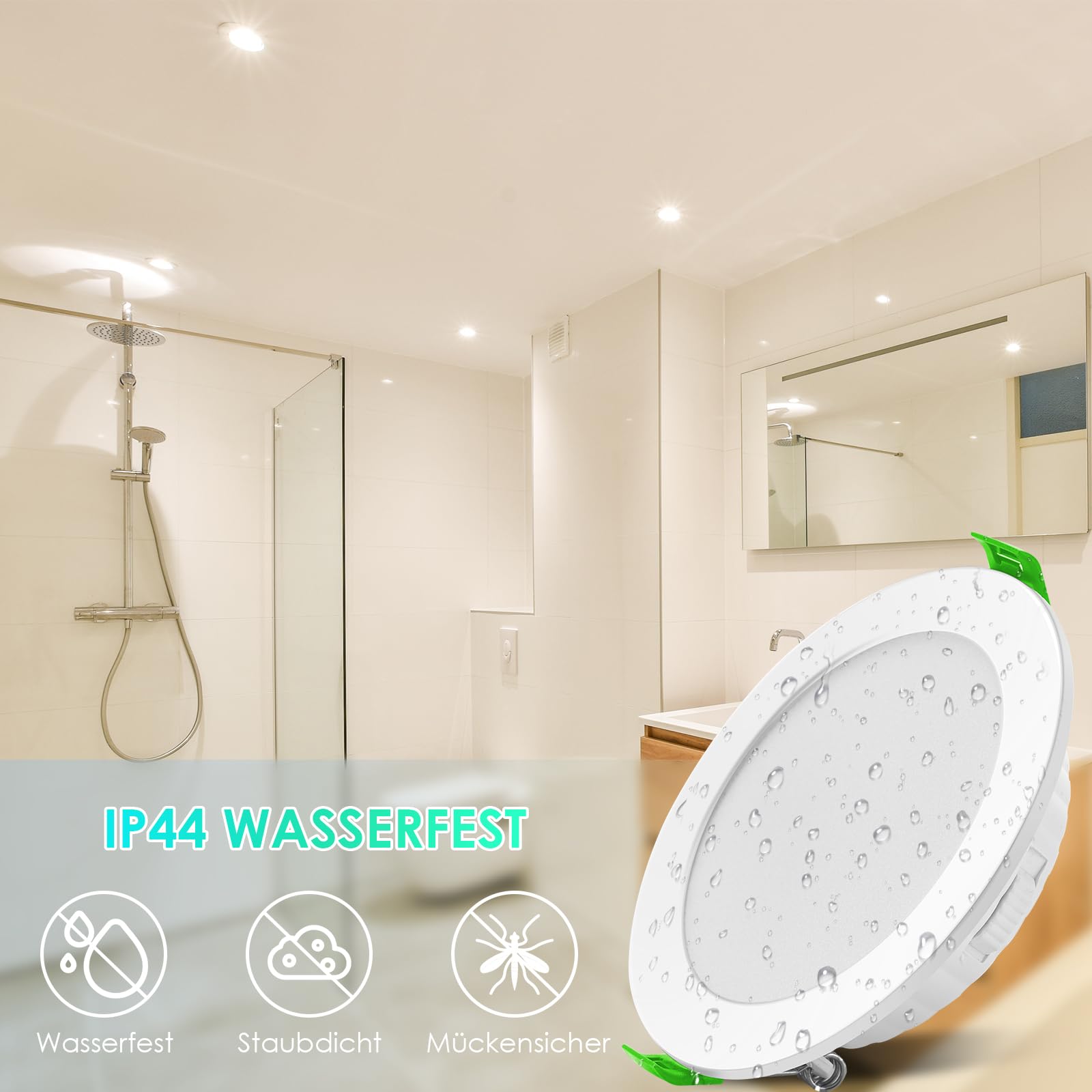 LED Einbaustrahler 230V Dimmbar, 7W 6er Set Einbauleuchten Deckenspots Deckenstrahler Lochöffnung Ø 85-100 mm, IP44 Ultra Flach LED Spots für Badezimmer Wohnzimmer