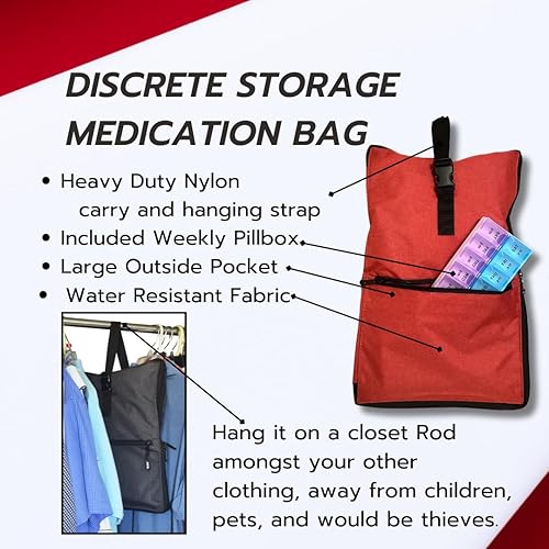 Miniatura 3 de Bolsa de medicina de viaje, bolsa de viaje y organizador para medicamentos, bolsa segura para viajes de medicamentos con cremalleras bloqueables,