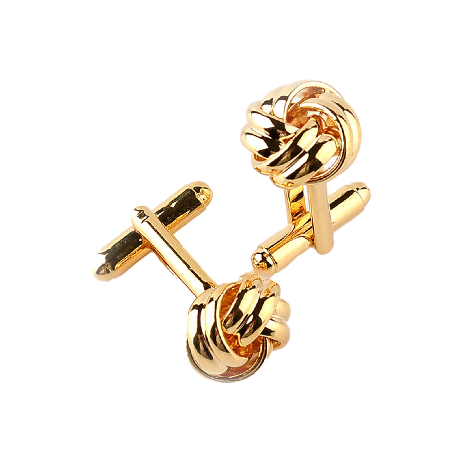 GAUEIOUR Gemelos de nudo trenzado para hombre, accesorios de aleación para camisa de moda, gemelos de regalo para hombre (1 par, dorado), 3, Metal, No es una piedra preciosa