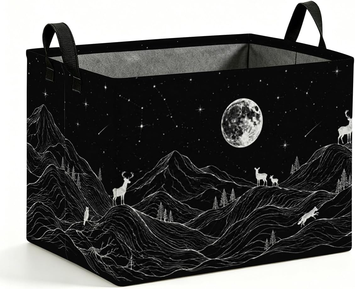 Mountain Storage Basket 56L, Moon Laundry Hamper Gift Organizer | Storage Basket for organizing clothes, toys, blankets and daily items, keeping rooms neat with stylish home decor.