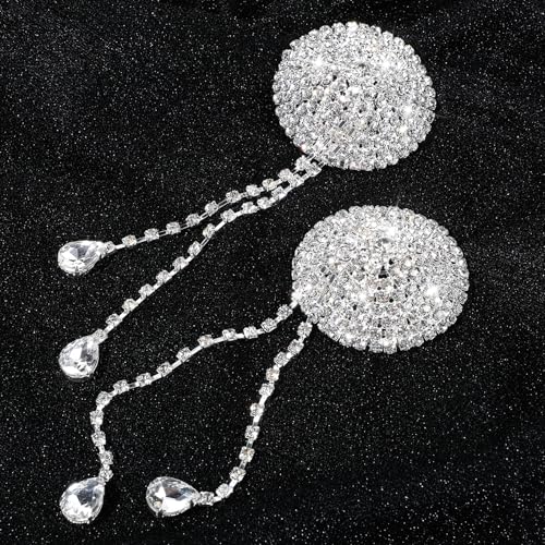 Image of Rhinestone Tassel Nipple Pasties,Nipple Tassels Women Boobie Tassels Rhinestone Pasties Nipples Cover for Women