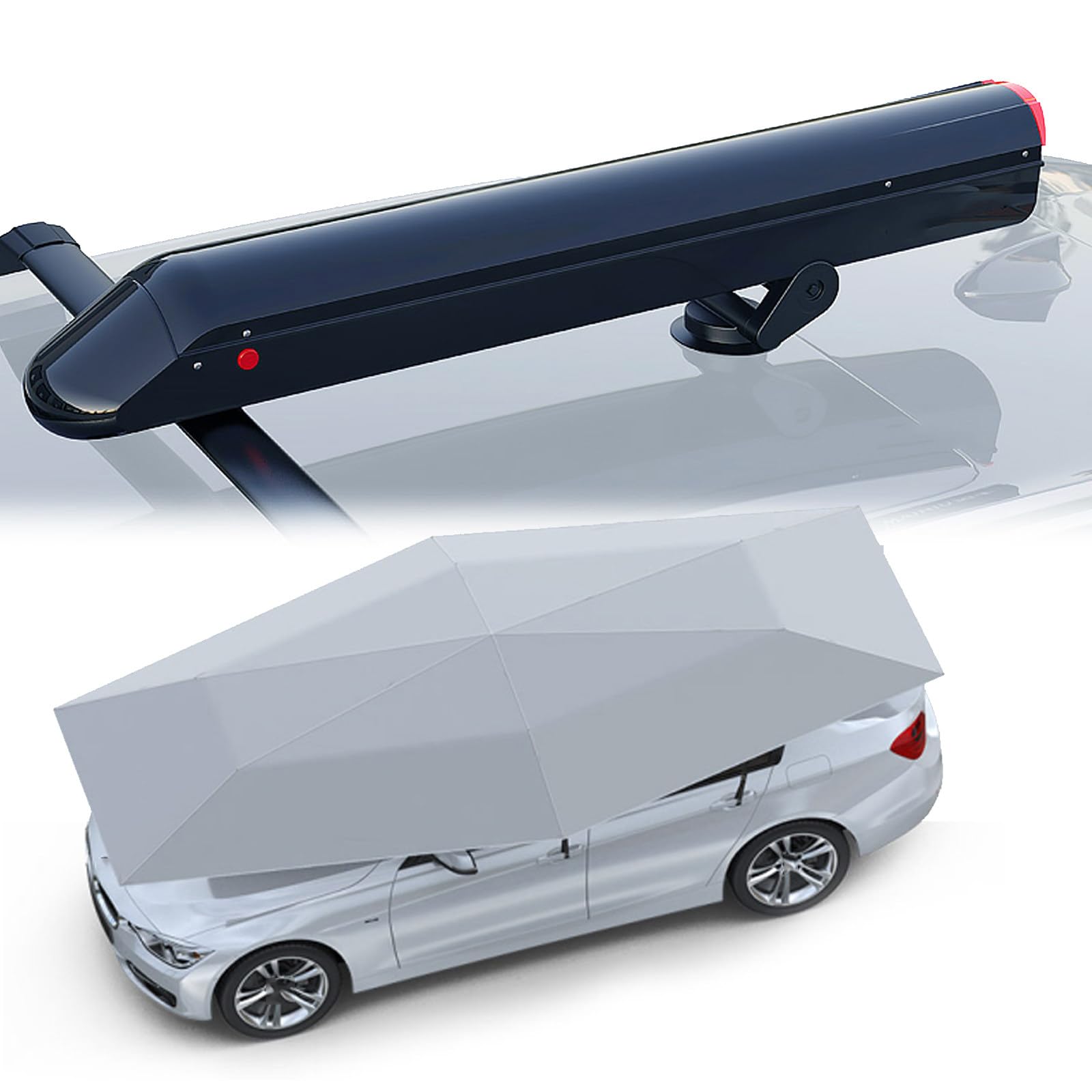 Heumbio Tienda De CampañA para Coche Totalmente AutomáTica, Cochera Plegable para Uso En El Techo del Coche, Cubierta De Toldo para Coche con ProteccióN Solar, con Control Remoto,Grey
