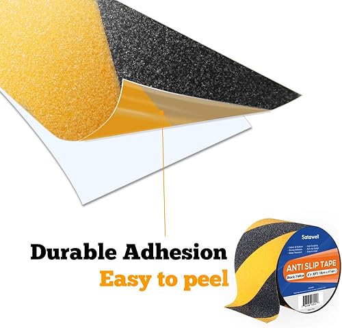 Miniatura 4 de Satawell Cinta antideslizantecinta de agarre de seguridad antideslizante, adhesivo abrasivo de fricción de fuerte tracción para escalones de