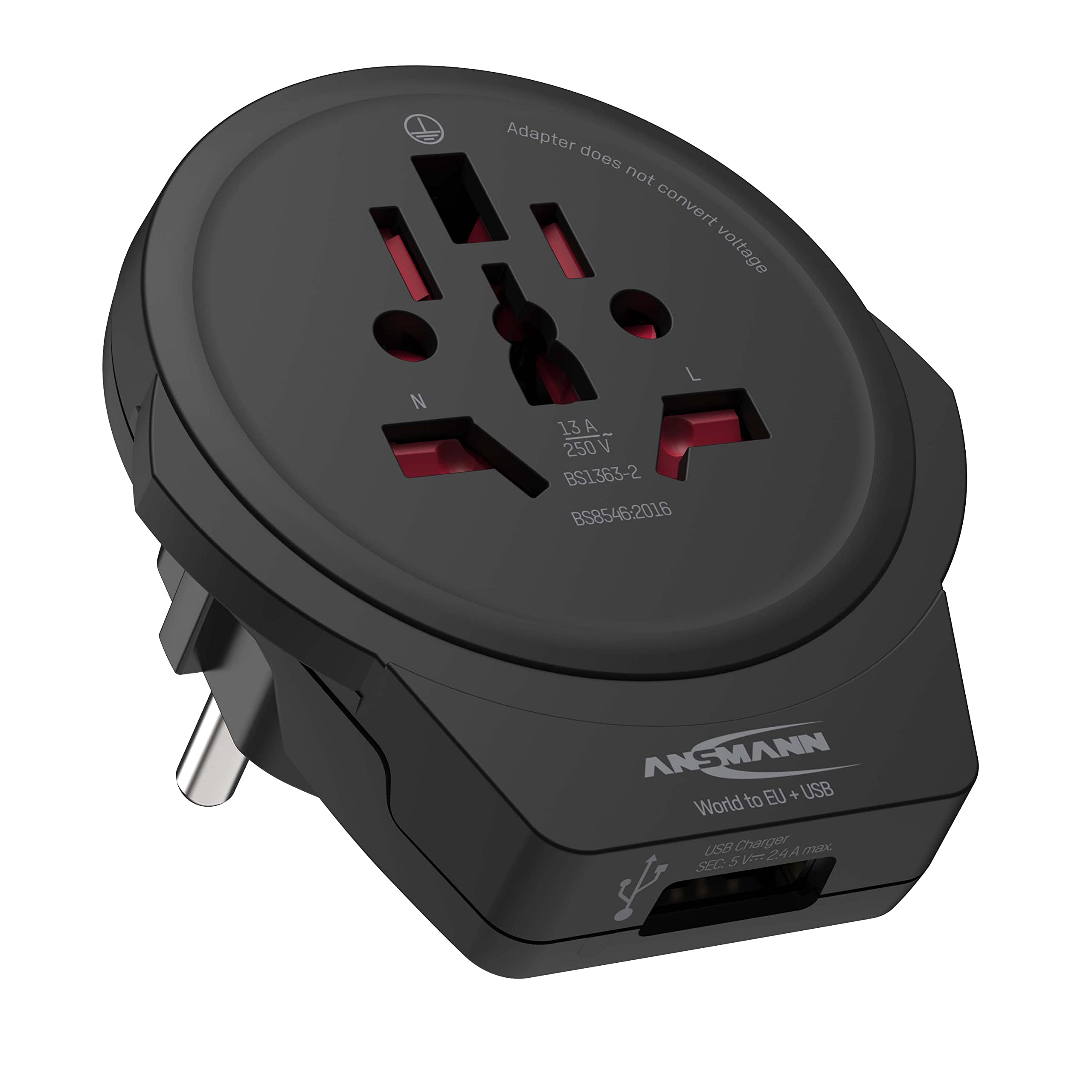Buy Ansmann 12500012 Travel Adapter"World to EU" with USB Socket