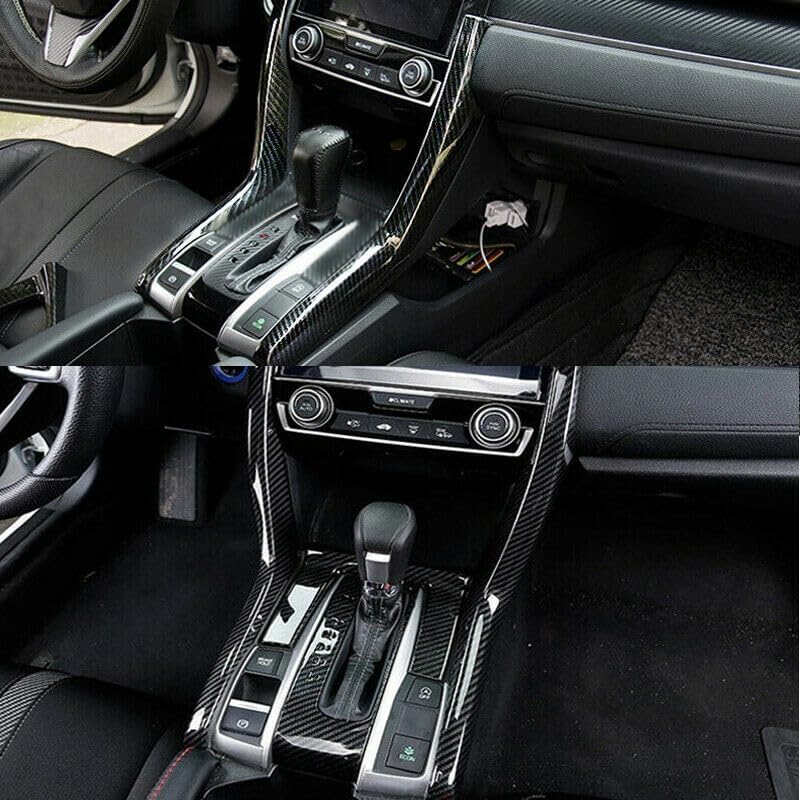2Pcs Carbon Fiber Gear Shift Stripe Panel Cover Trim for Honda Civic 10Th 2016-2019
