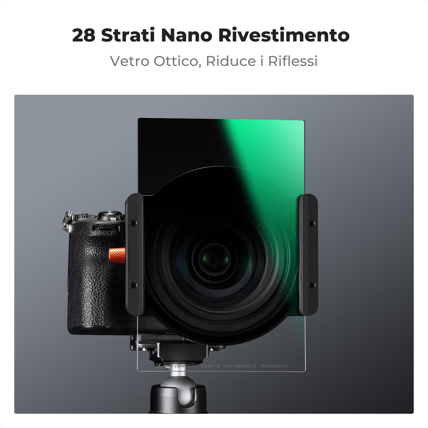 K&F CONCEPT Nano-X Kit da Filtro a Lastra Soft GND8 (0,9) da 100x150mm, 8x Anello Adattatore e 1x Portafiltro Mentale Compatibile Nano-X Porta Filtri per Lente