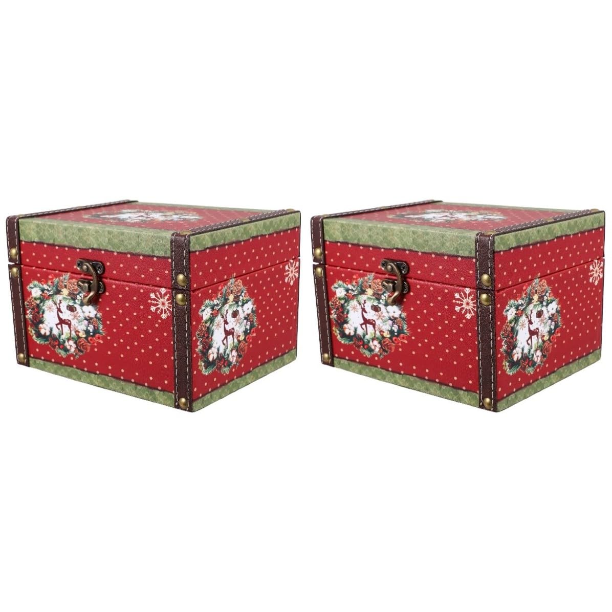 Toyvian 2 Stück Weihnachts Aufbewahrungsbox im Vintage Stil für | Dekorative Kasten mit Großer Kapazität, für Bonbons und Pfefferminz, Festliche Deko für Weihnachten