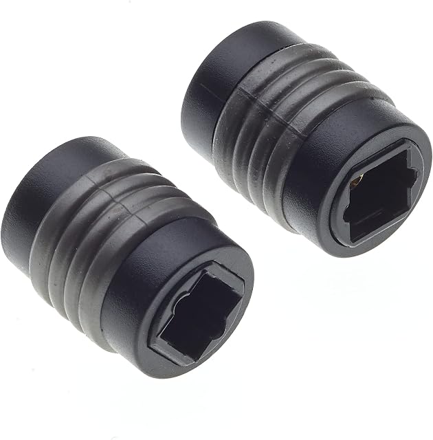 Optical TOS To TOS Adaptor, Pack Of 2 - TOSLINK Coupler, Female To Female TOSLINK Joiner, Socket Adaptor For Optical Audio Cable Leads