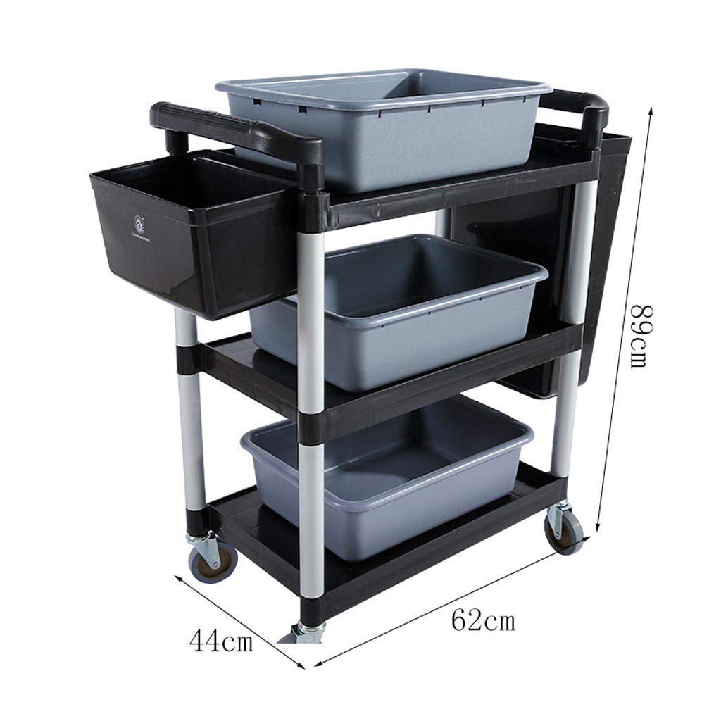 Carro de Almacenamiento Multifuncional, Carros de Servicios Públicos de Plástico Grueso para Hotel Que Recoge un Vagón Comedor, Recoge un Cuenco, Vehículos de Recolección, Plato de Tres Pisos C