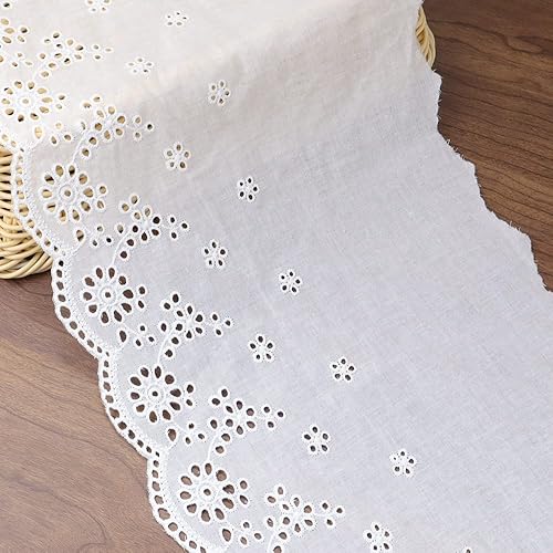 Bordado de cinta de encaje de algodón blanco de 3 yardas con ojales encaje festoneado para coser ropa de bebé ropa de mascotas