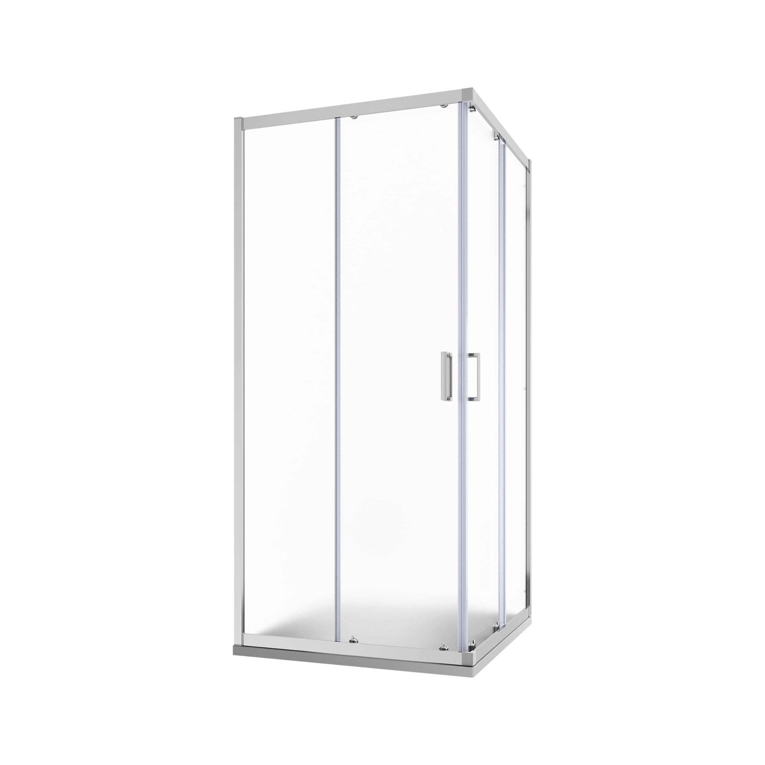 Box Doccia Angolare Due Ante Scorrevoli Cristallo Temperato 6mm Profili Squadrati Cromati Altezza 185 cm - Tonga (Vetro Opaco, 75x75)